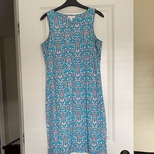 Charter Club Turquoise and White Sleeveless Dress